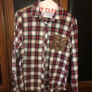 Flannel with gold sparkles